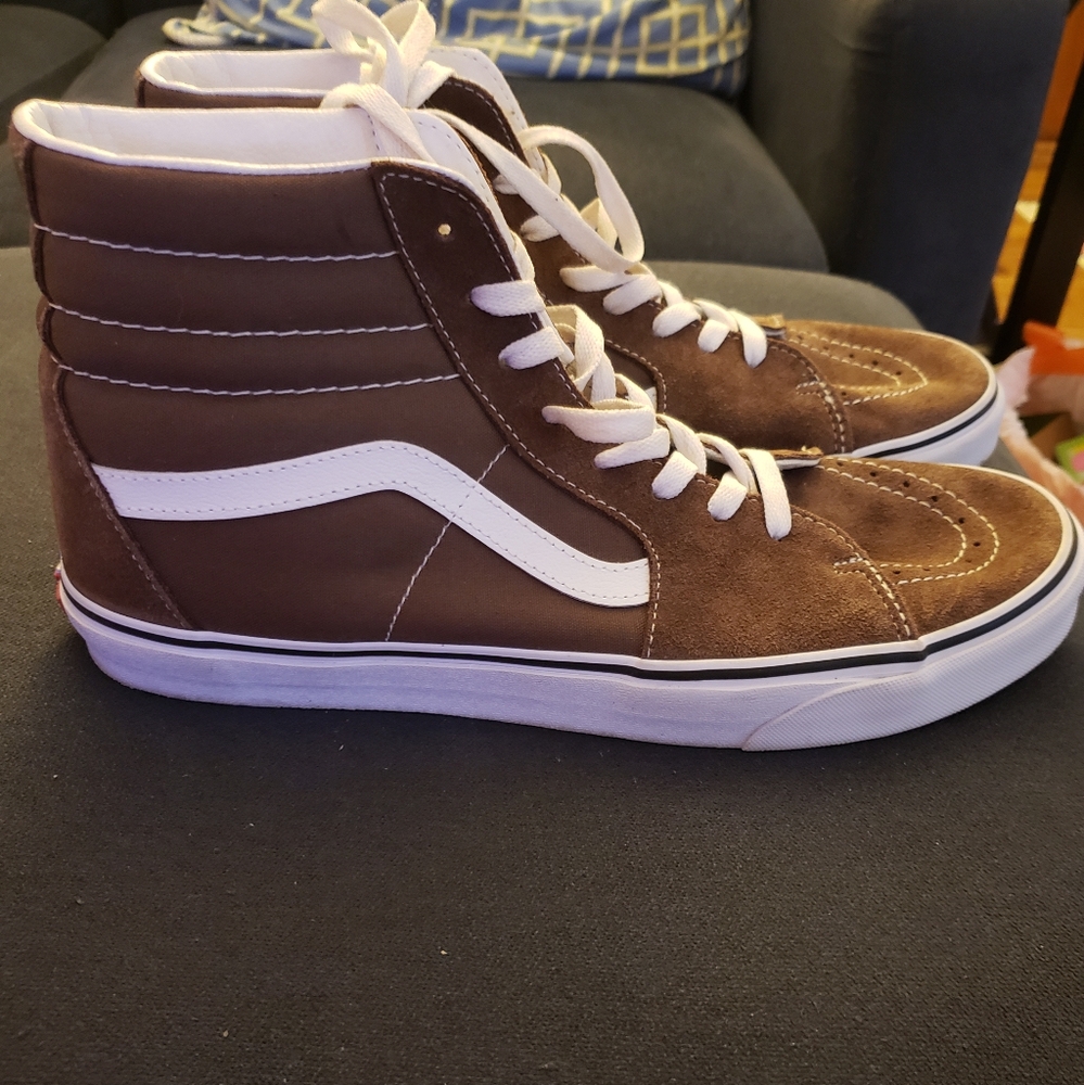 Vans Men's Brown and White SK8  High-Top Sneakers - Picture 2 of 6
